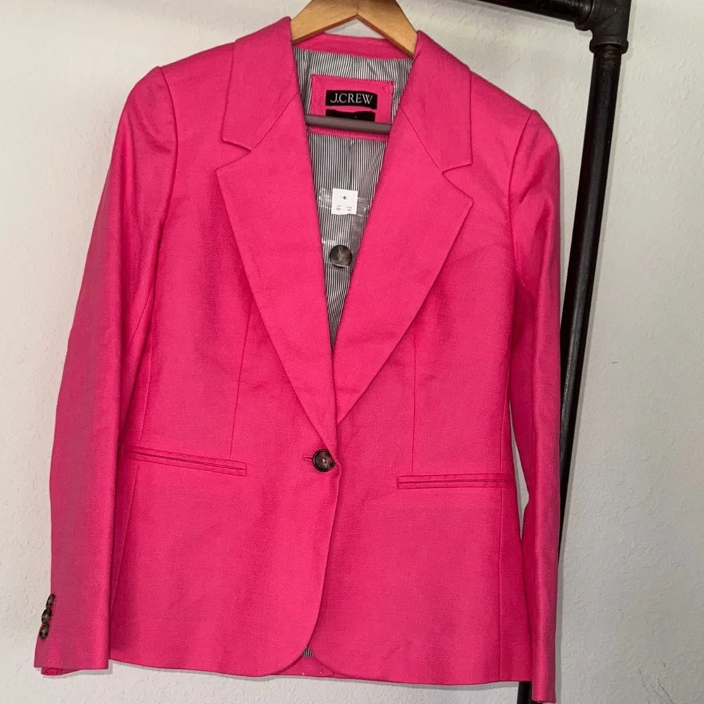 J. Crew : Parke Blazer in Bright Pink Stretch Linen Blend - Size 0 - Picture 6 of 15